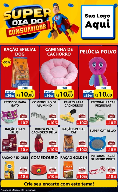 Modelo de Encarte para Encarte Grande com o tema Super Dia do Consumidor para Pet Shop