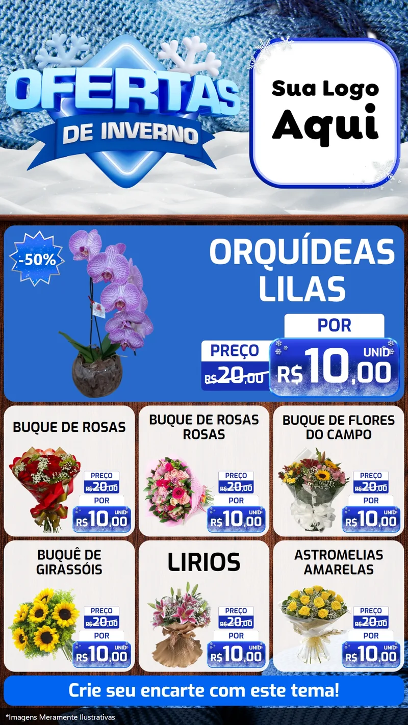 Modelo de Rede Social para Stories com o tema Ofertas de Inverno para Floricultura e jardim