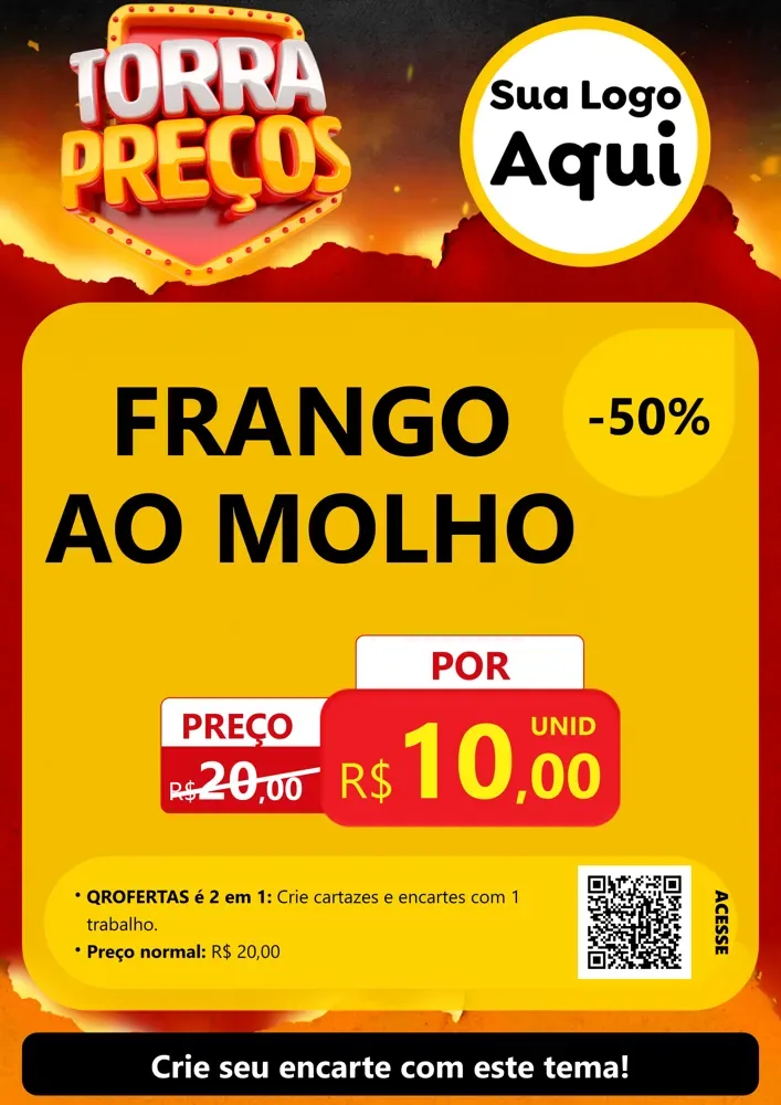Modelo de Cartaz para Cartaz A4 Vertical com o tema Torra Preços para Restaurante