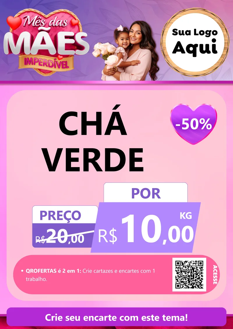 Modelo de Cartaz para Cartaz A4 Vertical com o tema Mês das Mães Imperdível para Produtos Naturais