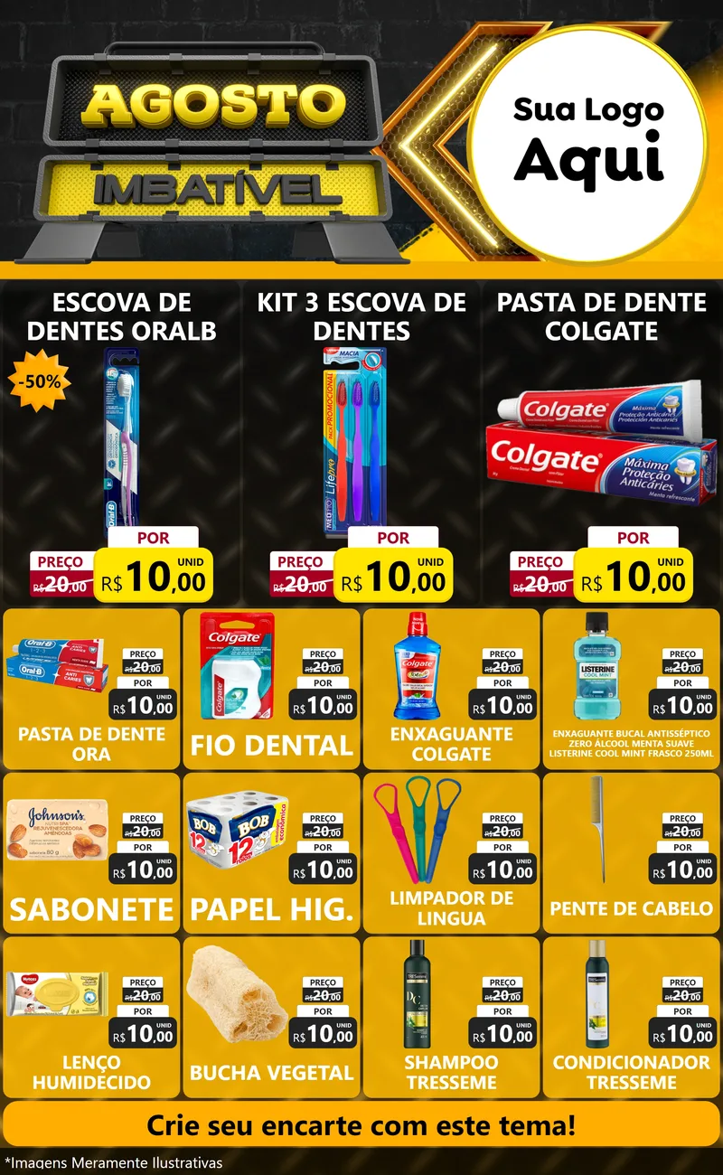 Modelo de Encarte para Encarte Grande com o tema Agosto Imbatível para Higiene Pessoal