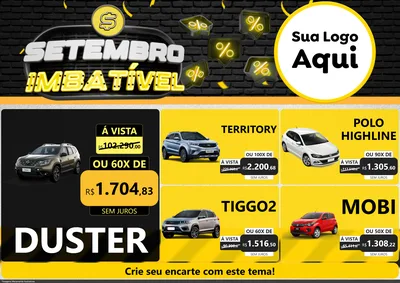 Modelo de Encarte para Encarte A4 Horizontal com o tema Setembro Imbatível para Concessionaria de Carros