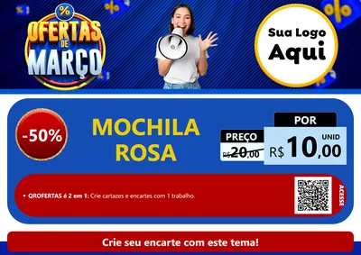 Modelo de Cartaz para Cartaz A4 Horizontal com o tema Ofertas de Março para Papelaria