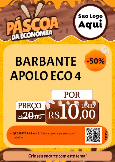 Modelo de Cartaz para Cartaz A4 Vertical com o tema Páscoa da Economia para Armarinho e Aviamentos