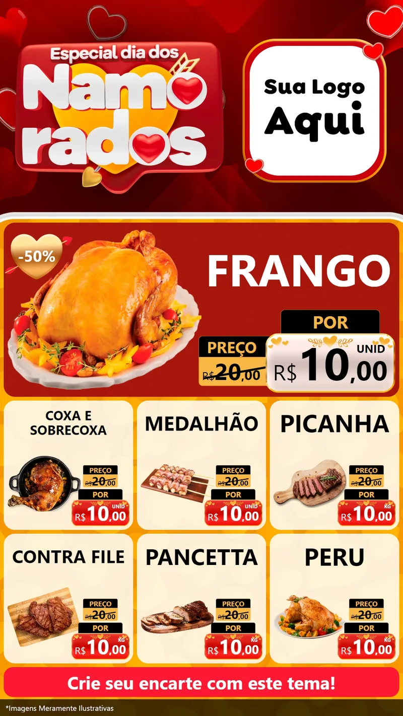 Modelo de Rede Social para Stories com o tema Especial Dia dos Namorados para Assados