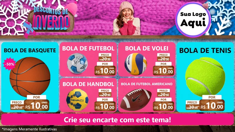 Modelo de TV para TV Horizontal com o tema Descontos de Inverno para Artigos Esportivos