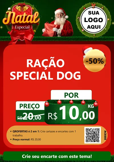 Modelo de Cartaz para Cartaz A4 Vertical com o tema Natal Especial para Pet Shop