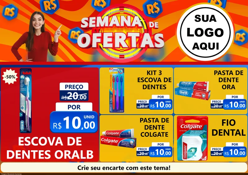 Modelo de Encarte para Encarte A4 Horizontal com o tema Semana de Ofertas para Higiene Pessoal