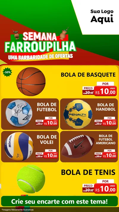 Modelo de TV para TV Vertical com o tema Semana Farroupilha - Uma Barbaridade de Ofertas para Artigos Esportivos