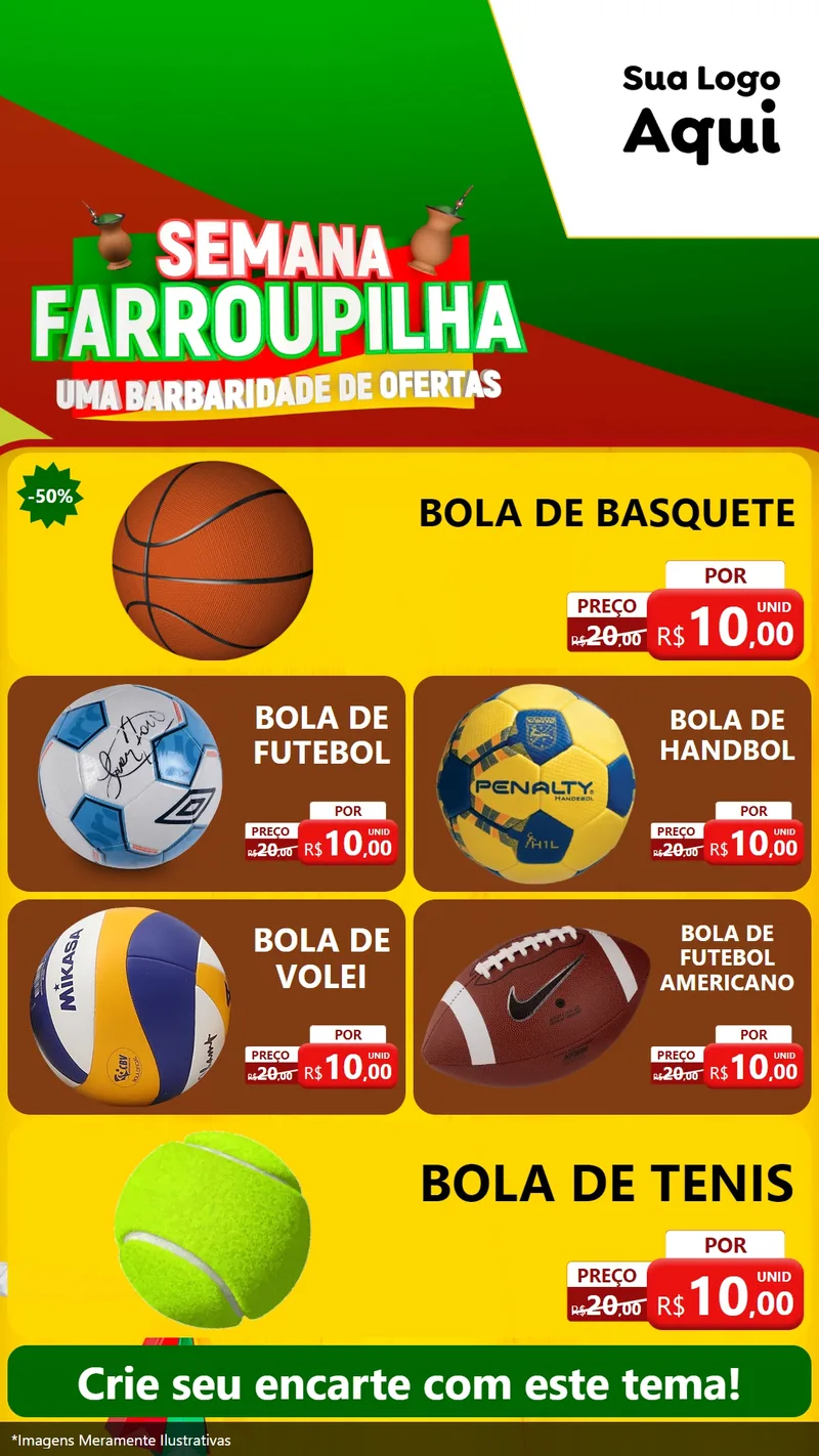 Modelo de TV para TV Vertical com o tema Semana Farroupilha - Uma Barbaridade de Ofertas para Artigos Esportivos