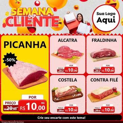 Modelo de Rede Social para Feed Facebook com o tema Semana do Cliente para Açougue