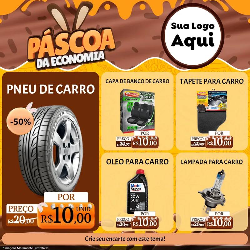 Modelo de Rede Social para Feed Facebook com o tema Páscoa da Economia para Auto peças