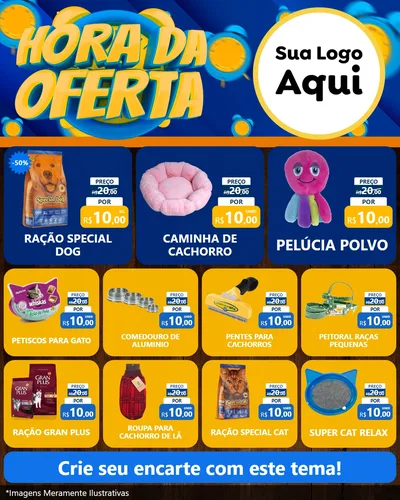 Modelo de Rede Social para Feed Instagram com o tema Hora da Oferta para Pet Shop