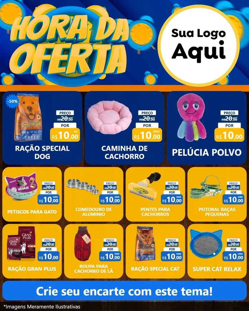 Modelo de Rede Social para Feed Instagram com o tema Hora da Oferta para Pet Shop