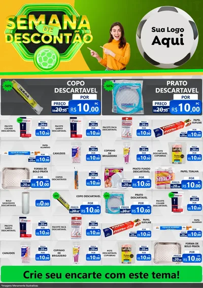 Modelo de Encarte para Encarte A4 Vertical com o tema Semana de Descontão - Copa para Embalagens