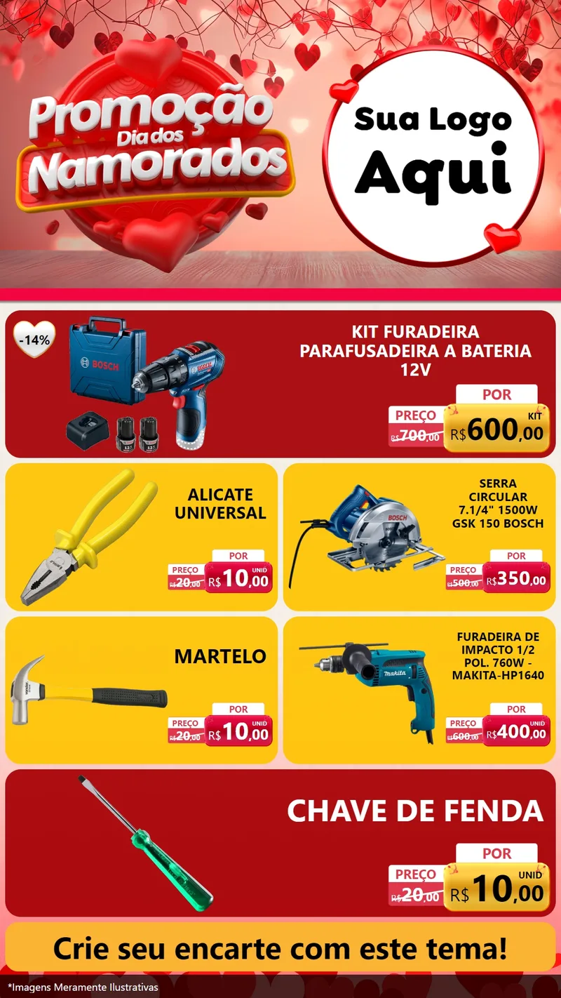 Modelo de TV para TV Vertical com o tema Promoção Dia dos Namorados para Maquinas e Ferramentas