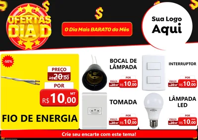 Modelo de Encarte para Encarte A4 Horizontal com o tema Dia D para Materiais Elétricos