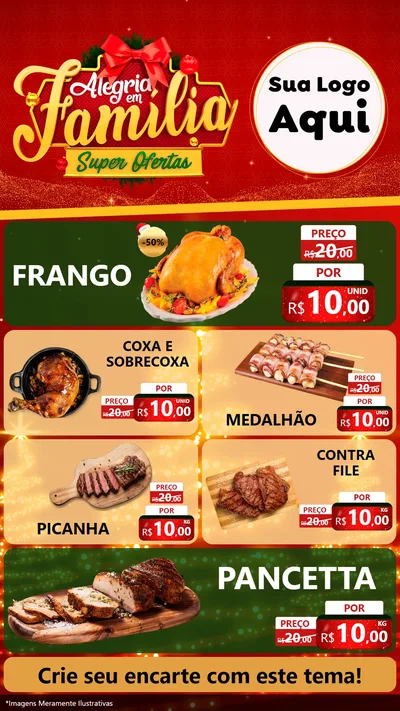 Modelo de TV para TV Vertical com o tema Alegria em Família Super Ofertas - Natal para Assados