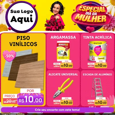 Modelo de Rede Social para Feed Facebook com o tema Especial Dia da Mulher para Material para Construção