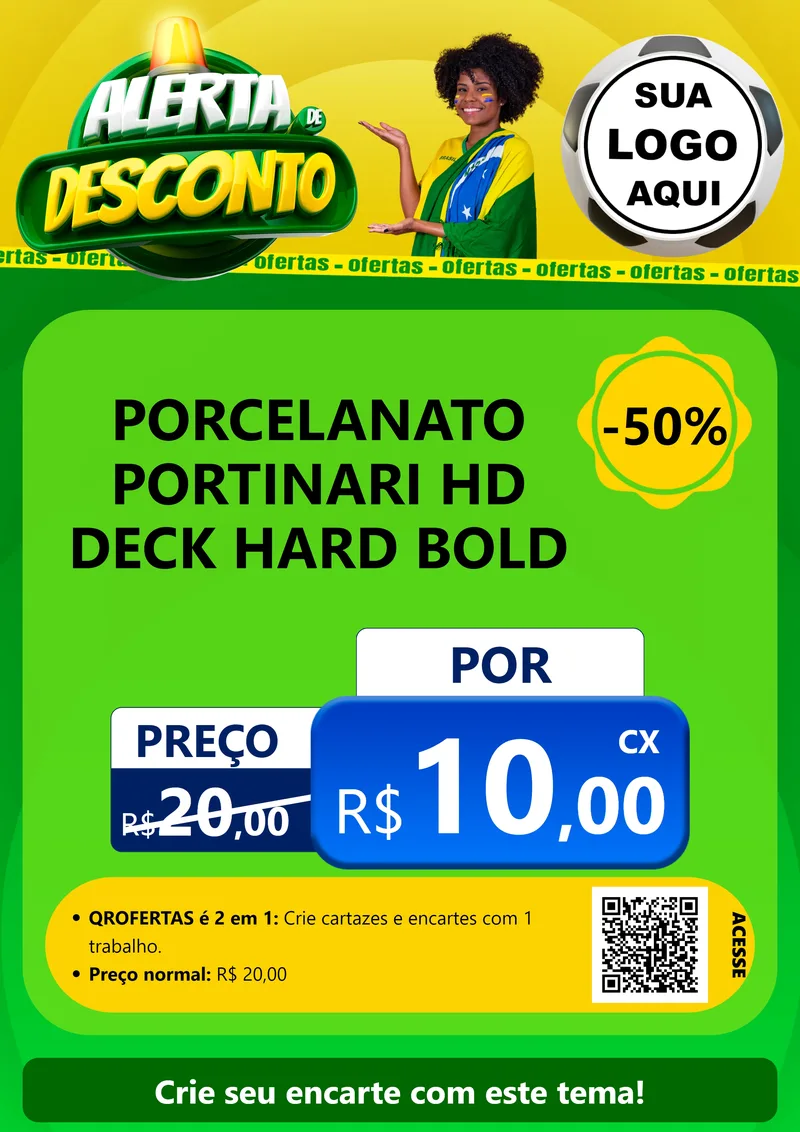 Modelo de Cartaz para Cartaz A4 Vertical com o tema Alerta de Desconto para Pisos e revestimentos