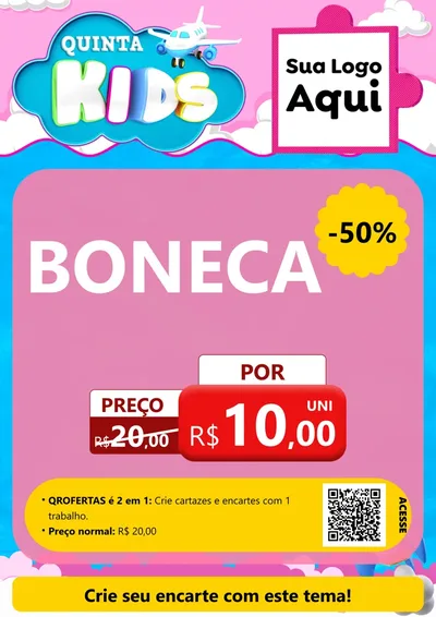 Modelo de Cartaz para Cartaz A4 Vertical com o tema Quinta Kids para Brinquedos