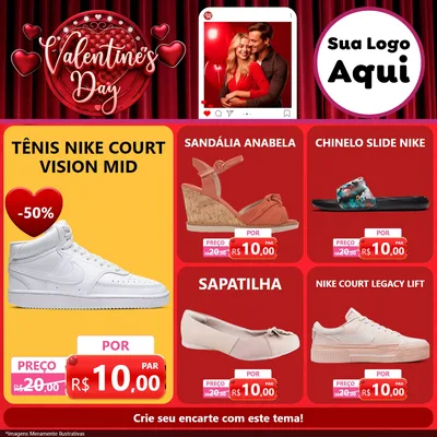 Modelo de Rede Social para Feed Facebook com o tema Valentine's Day para Calçados