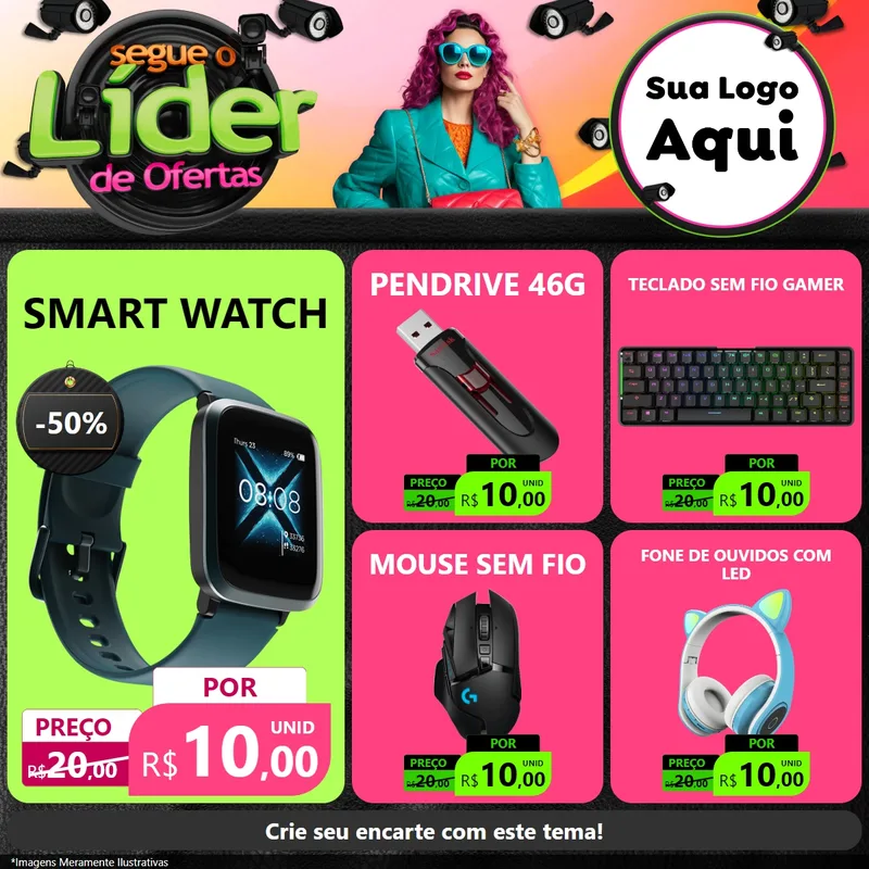 Modelo de Rede Social para Feed Facebook com o tema Segue o Líder de Ofertas para Informática