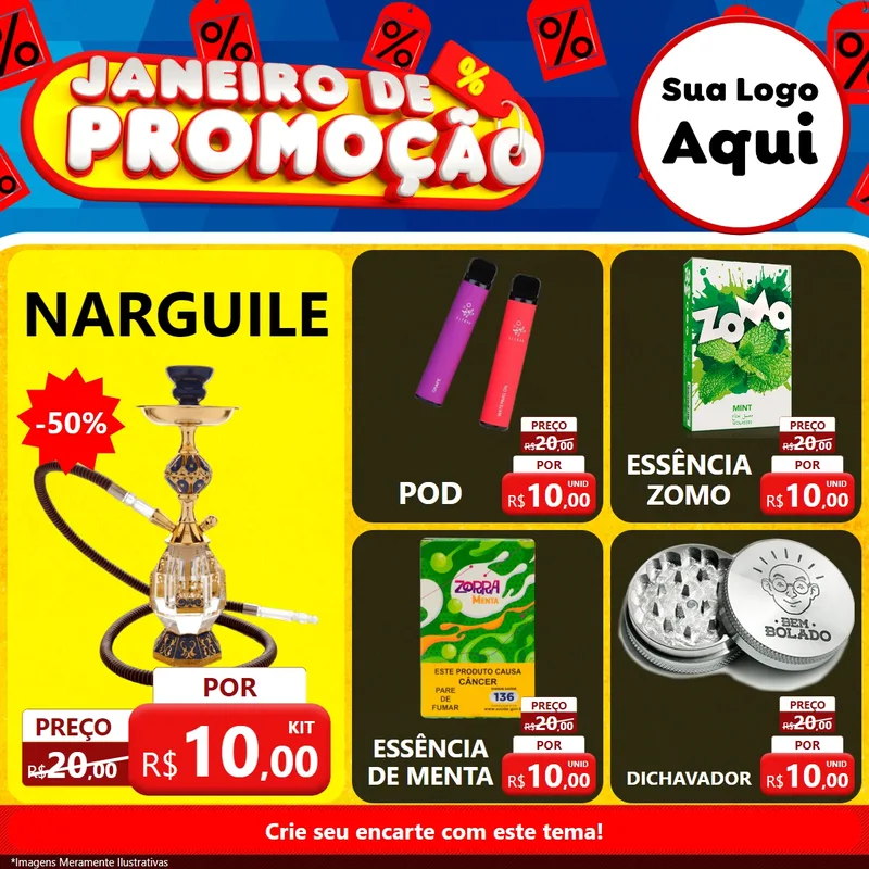 Modelo de Rede Social para Feed Facebook com o tema Janeiro de Promoção para Tabacaria