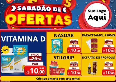 Modelo de Encarte para Encarte A4 Horizontal com o tema Sabadão de Ofertas para Farmácia