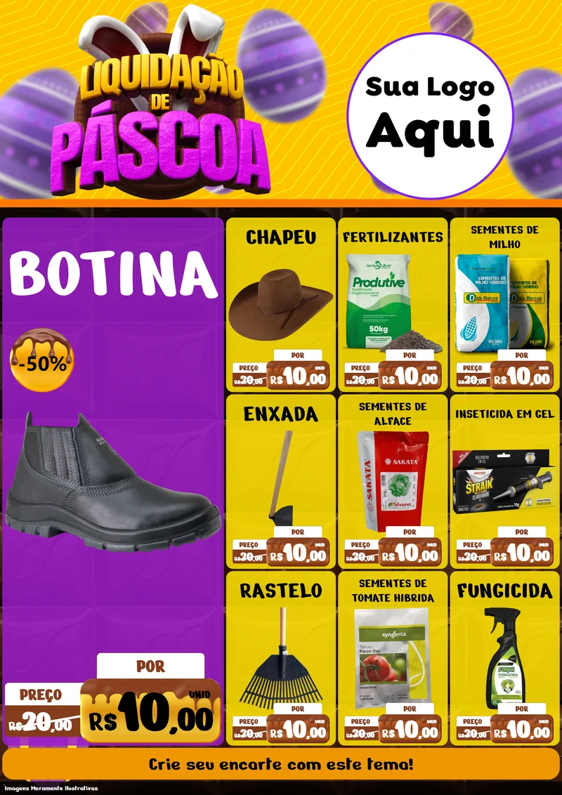 Modelo de Encarte para Encarte A4 Vertical com o tema Liquidação de Páscoa para Agropecuária