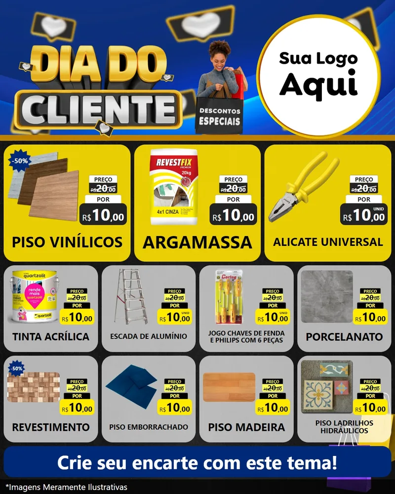 Modelo de Rede Social para Feed Instagram com o tema Dia Do Cliente para Material para Construção