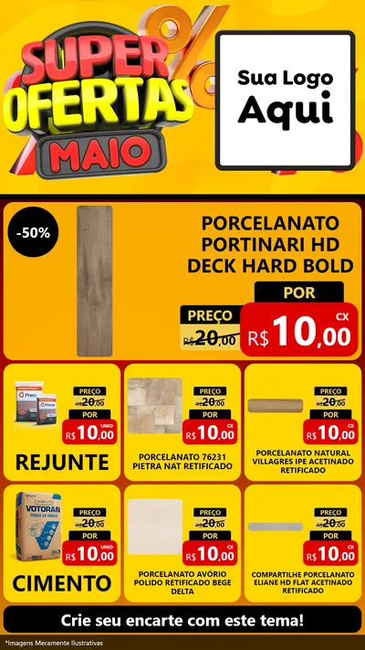 Modelo de Rede Social para Stories com o tema Super Ofertas Maio para Pisos e revestimentos