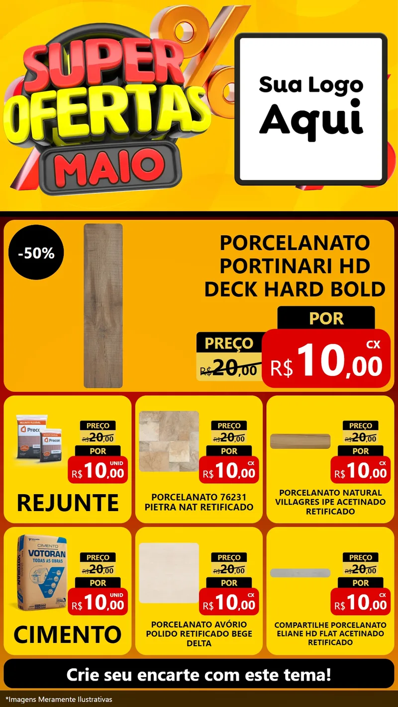 Modelo de Rede Social para Stories com o tema Super Ofertas Maio para Pisos e revestimentos