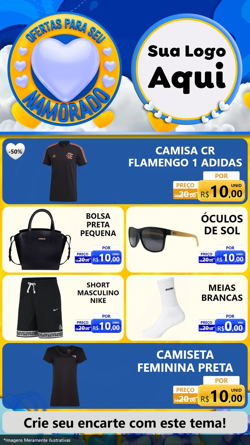 Modelo de TV para TV Vertical com o tema Ofertas Para Seu Namorado para Roupas e acessórios