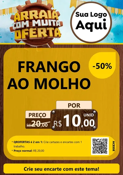Modelo de Cartaz para Cartaz A4 Vertical com o tema Ofertas de São João - Junina para Restaurante