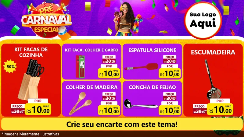 Modelo de TV para TV Horizontal com o tema Pré-Carnaval Especial para Utilidades Domésticas