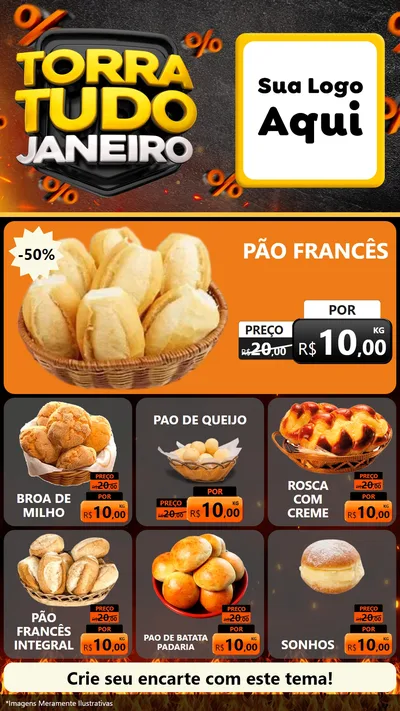 Modelo de Rede Social para Stories com o tema Torra Tudo Janeiro para Padaria