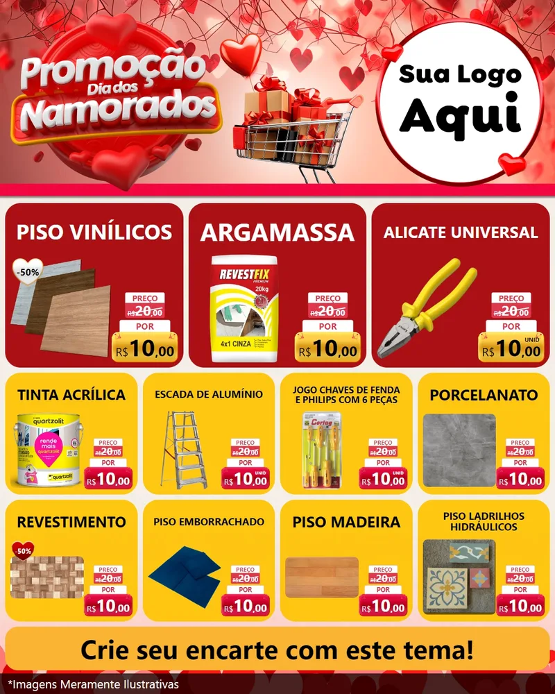 Modelo de Rede Social para Feed Instagram com o tema Promoção Dia dos Namorados para Material para Construção
