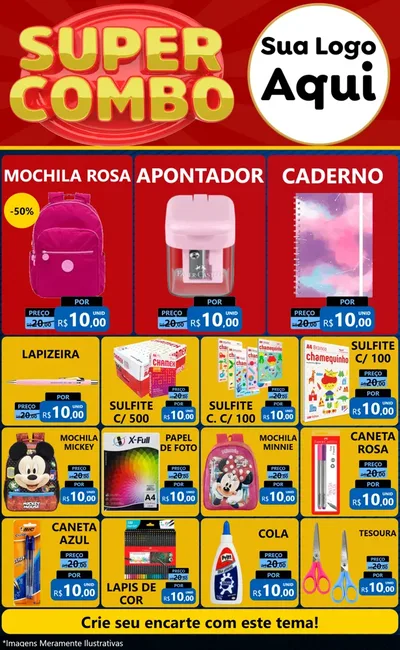 Modelo de Encarte para Encarte Grande com o tema Super Combo para Papelaria