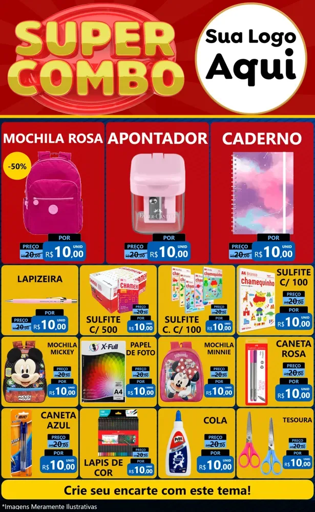 Modelo de Encarte para Encarte Grande com o tema Super Combo para Papelaria