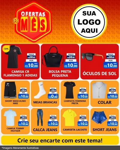 Modelo de Rede Social para Feed Instagram com o tema Ofertas do Mês para Roupas e acessórios