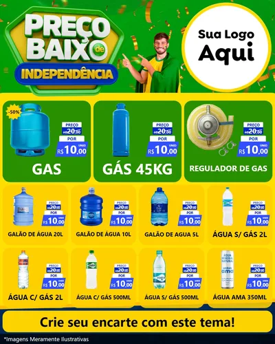 Modelo de Rede Social para Feed Instagram com o tema Preço Baixo de Independência para Água e gás