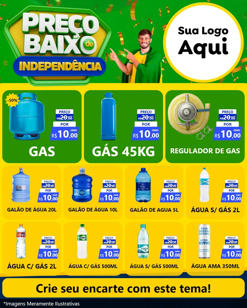 Modelo de Rede Social para Feed Instagram com o tema Preço Baixo de Independência para Água e gás
