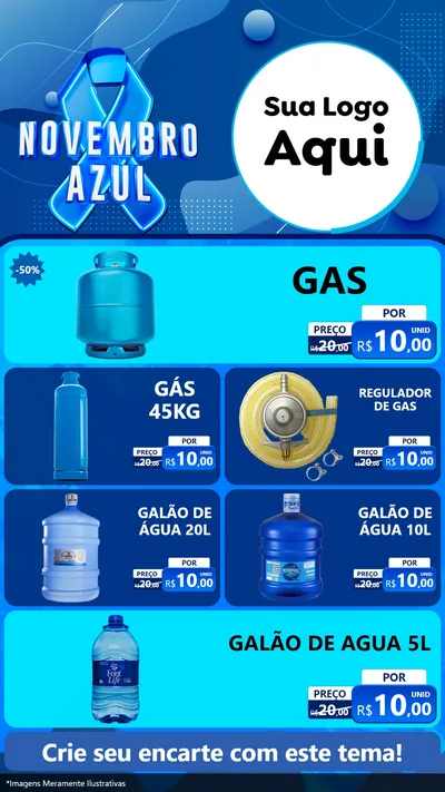Modelo de TV para TV Vertical com o tema Novembro Azul para Água e gás