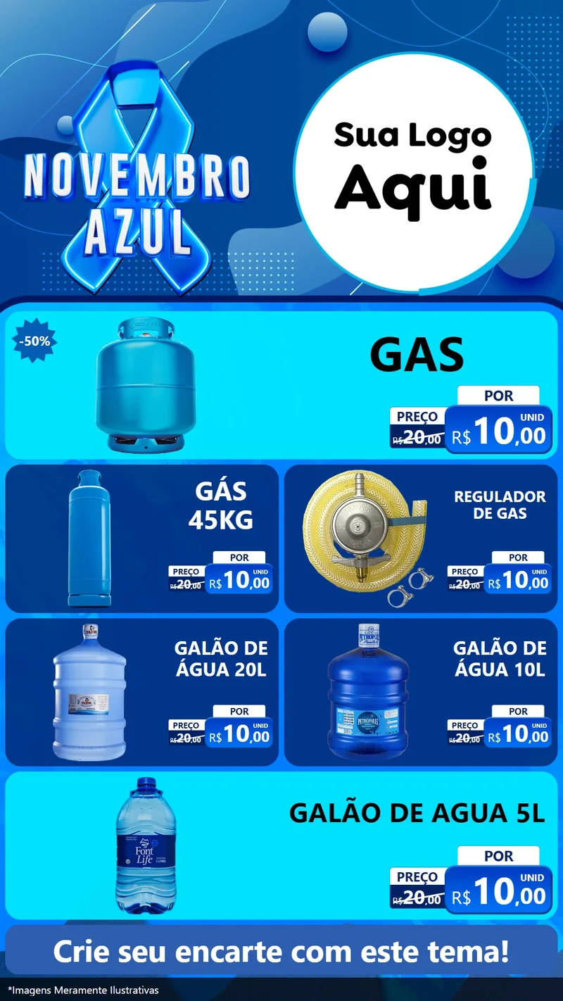 Modelo de TV para TV Vertical com o tema Novembro Azul para Água e gás