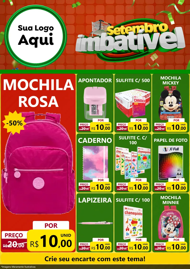 Modelo de Encarte para Encarte A4 Vertical com o tema Setembro Imbatível para Papelaria