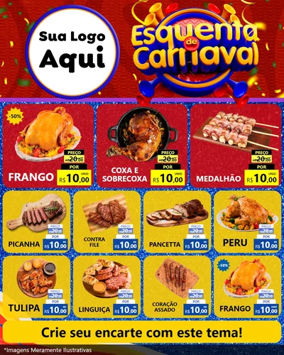 Modelo de Rede Social para Feed Instagram com o tema Esquenta de Carnaval para Assados