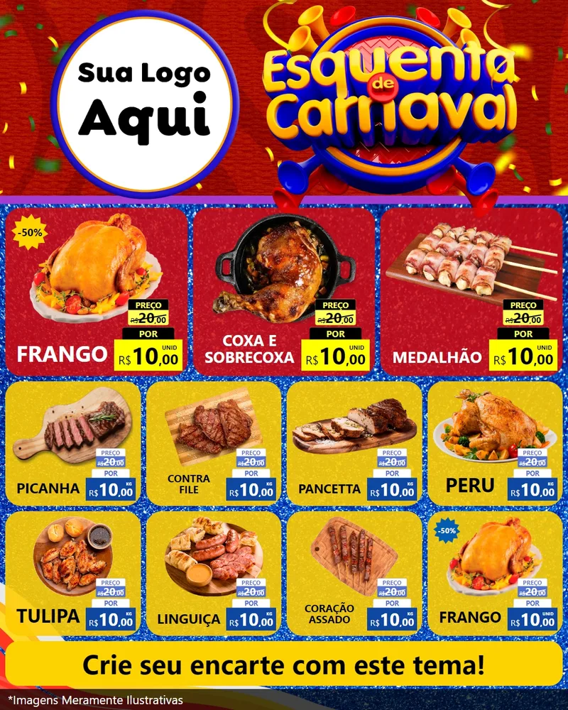 Modelo de Rede Social para Feed Instagram com o tema Esquenta de Carnaval para Assados