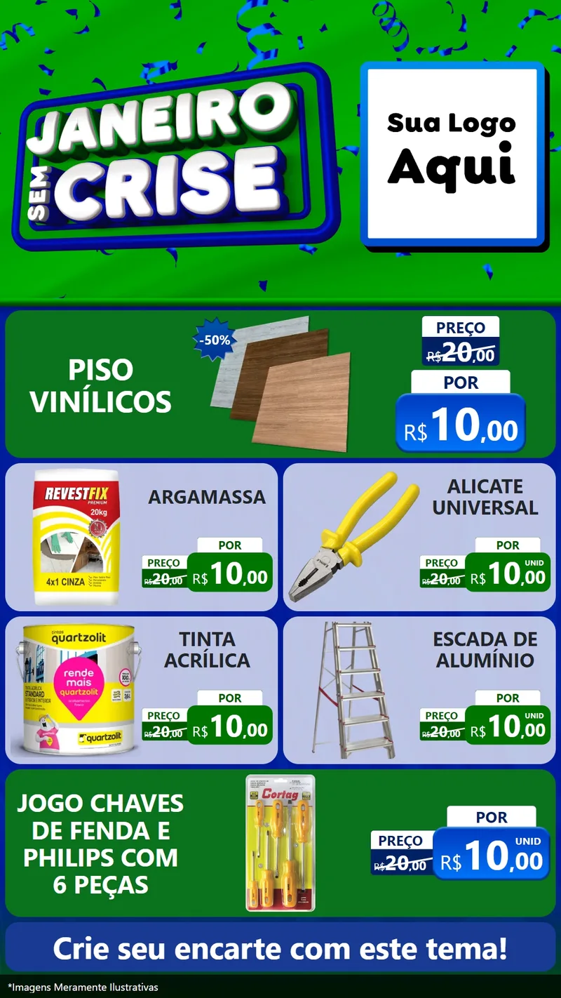Modelo de TV para TV Vertical com o tema Janeiro Sem Crise para Material para Construção