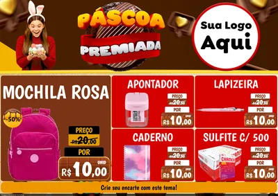 Modelo de Encarte para Encarte A4 Horizontal com o tema Páscoa Premiada para Papelaria